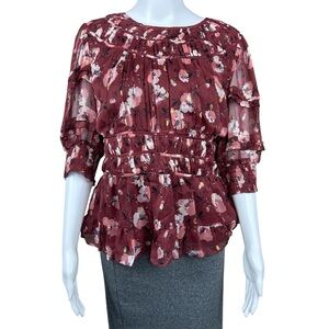 WALTER BAKER METALLIC FLORAL-PRINT BLOUSE Size XL NWT Cottagecore Boho Lagenlook